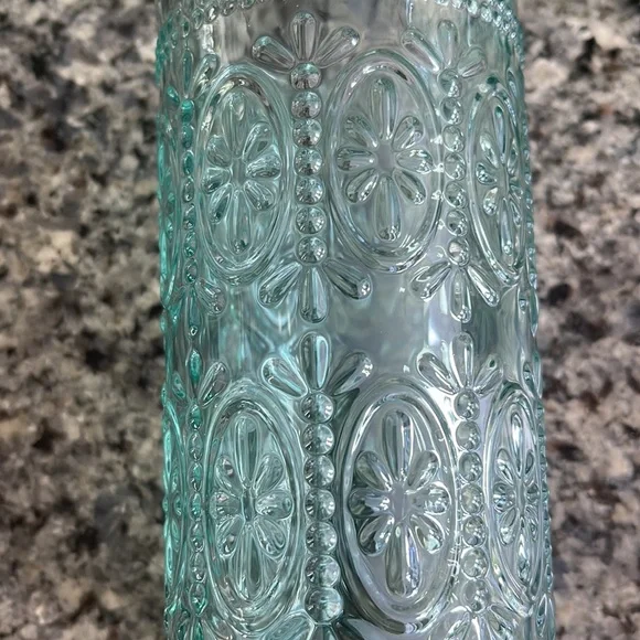 A set of 4 Decorative Tall Glasses in bluish green. 5.5” tall. New! - Picture 3 of 4